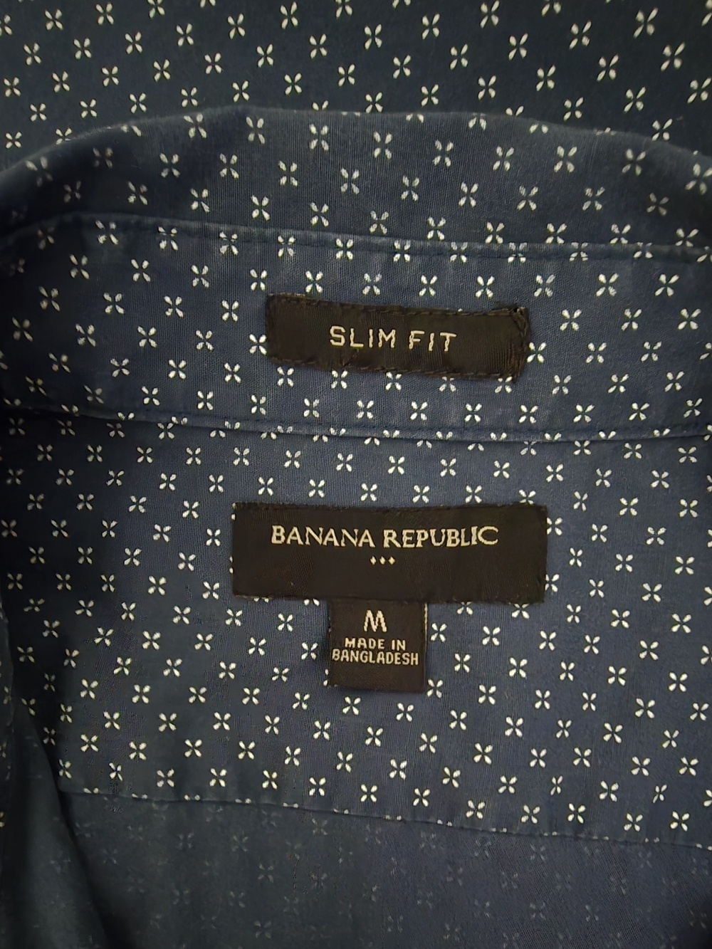 Banana Republic Menโs Slim Fit Blue Printed Button-down Shirt, Size M